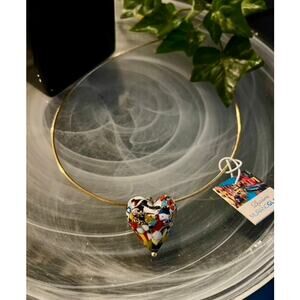 Dyadema Murano Glass Valentine's heart necklace
